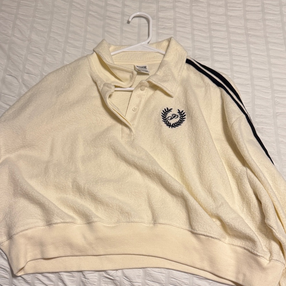 PINK Victoria's Secret Cream Polo Sweater with Black Accent